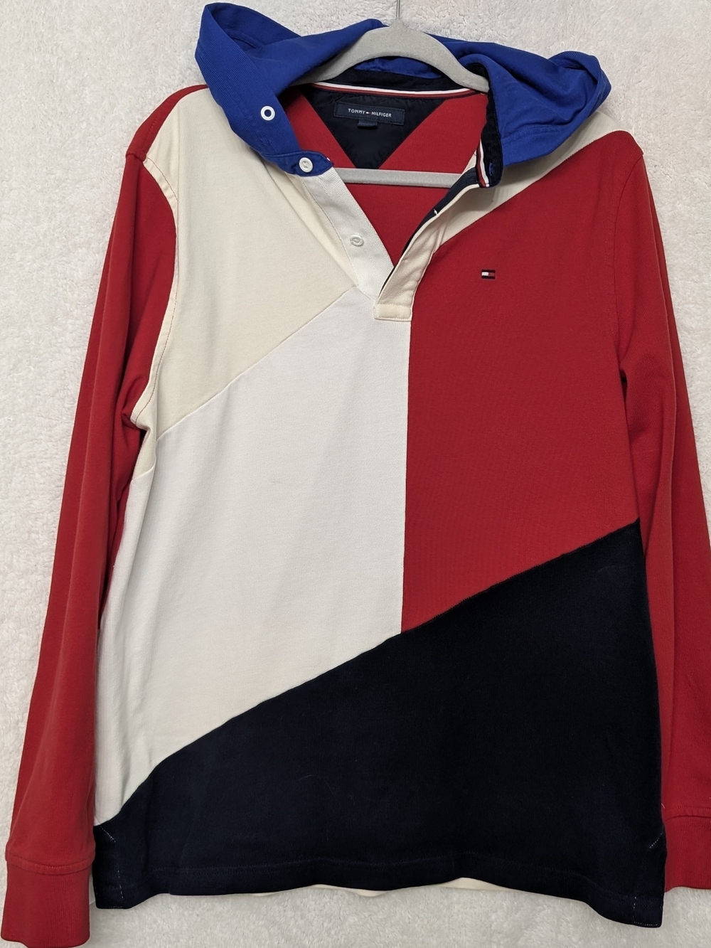 Tommy Hilfiger Kids Colorblock Hooded Rugby Shirt - Red/Blue/White/Black